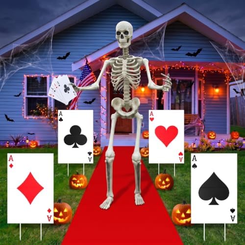 Reallnaive 8 Sets Casino Party Decor 4 A Poker Yard Sign and Runway Carpet - Image 2