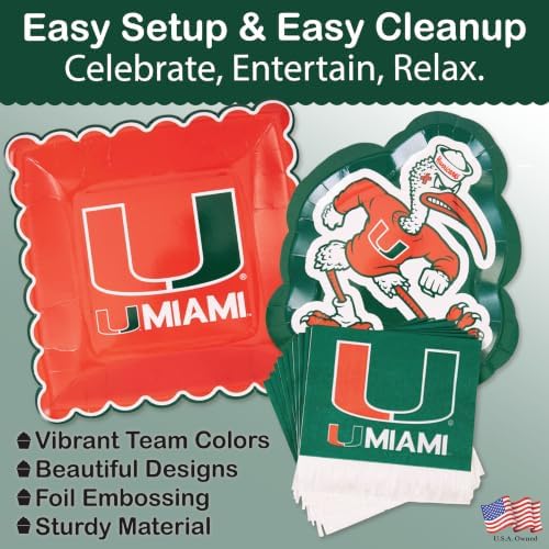 Miami Hurricanes Party Supplies, Decorations, Plates & Napkins Decor 37 Pc - Image 4