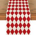 Artoid Mode Diamond Plaid Red Valentine Table Runner, Seasonal Spring Summer Party Kitchen Dining Table Decoration for Home Party Decor 13x72 Inch by ArtoidMode