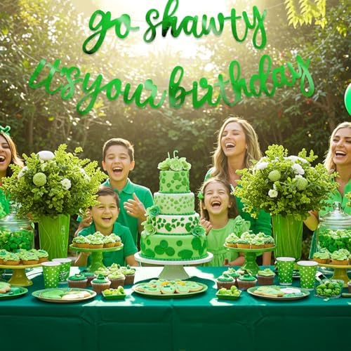 BEISHIDA Bright Green Pre-Strung Go Shawty It's Your Birthday Banner Decor - Image 5