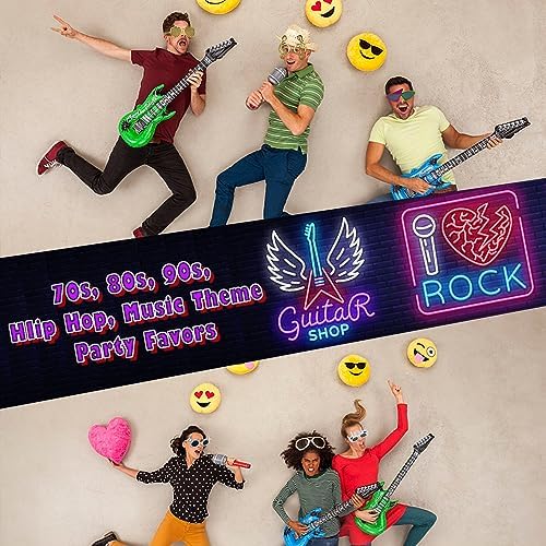 Large Rock Star Funny Sunglasses Set, Rock and Roll Party Funny Music Sunglasses, Inflatable Guitar Microphone for 70s, 80s, 90s, Music Party, Photo Booth Props for Carnival Rock and Roll Parties - Image 5