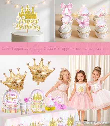 193pcs Her Royal Threeness Birthday Decorations Tableware Set, 25 Serves - Image 6