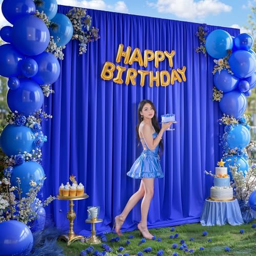 10x12ft Royal Blue Backdrop Curtain Panels for Parties - Wrinkle Free Polyester Photo Curtain Backdrop Wedding Back Drop Fabric Drapes for Party Decorations Background for Photography - Image 3