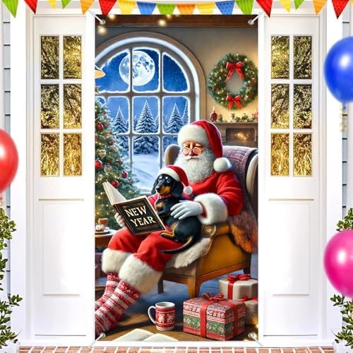 BlissYard Christmas Door Cover Cozy 35x71 Inch Polyester - Image 2