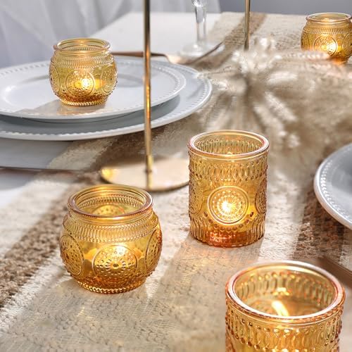 36 Pcs Amber Candle Holders - Vintage Candle Holder for Rustic/Boho Wedding Table centerpieces, Bridal Shower, Baby Shower Decoration - Image 3