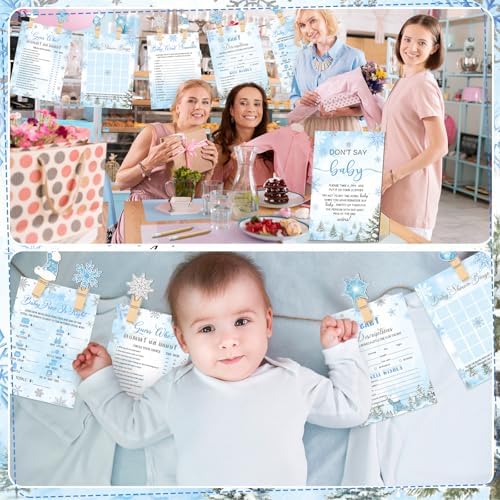 Patelai 321 Pcs Baby Shower Games Supplies, Blue Snowflake - Image 6
