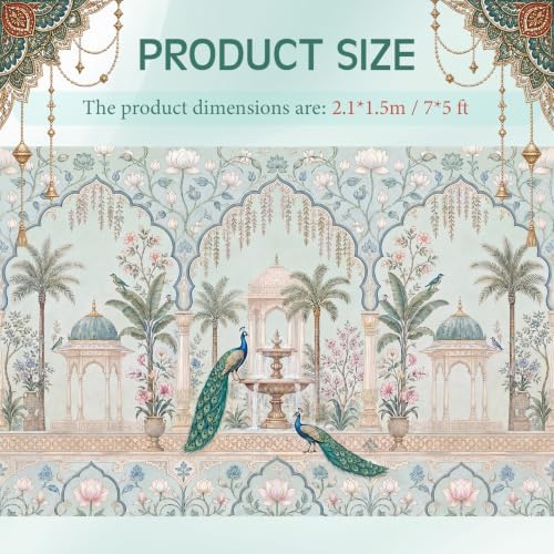 Gilprop Indian Peacock Backdrop for Pooja Decoration, 7 x 5 ft, Peacock - Image 2