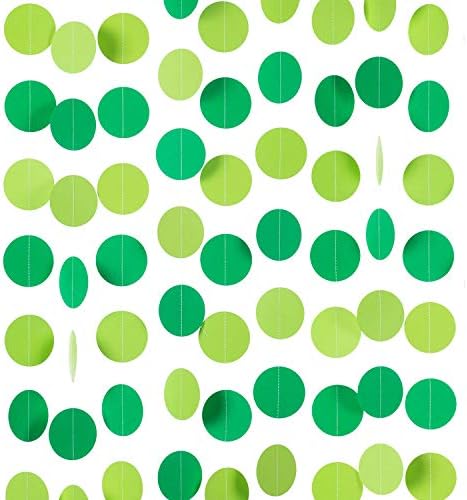 WEVEN Green Paper Garland Circle Dot Party Banner Streamer Backdrop Hanging Decorations, 2.5" in Diameter, 20 Feet in Total by WEVEN