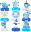 Winter Centerpieces for Table, 9Pcs Snowflake Table Decorations by Adeyoo