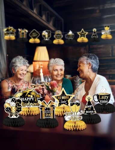 Retirement Table Decorations, Black and Gold Retirement Decorations - Image 6