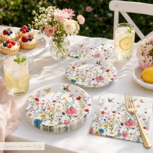 50 Pcs Wildflower Plates and Napkins Set, 7 Inch Floral Party Supplies - Image 5
