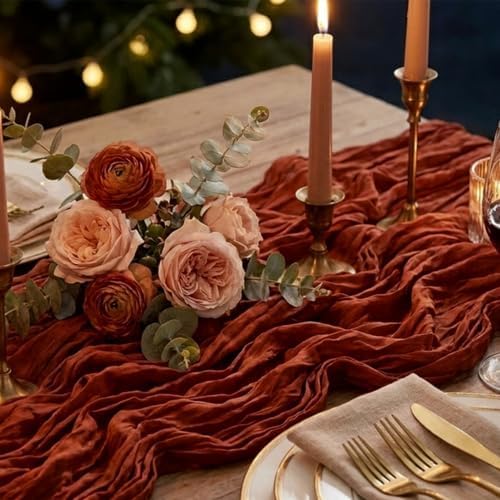6 Pack Terracotta Cheesecloth Table Runner Boho Gauze Fall Decor - Image 6