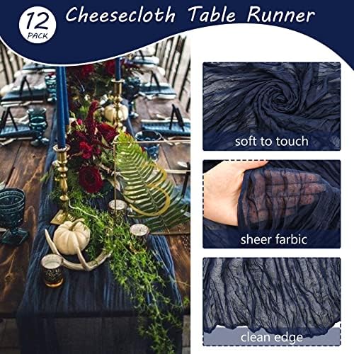 35x72 Inch Navy Blue Cheesecloth Table Runner Wedding Birthday Party Decor - Image 4