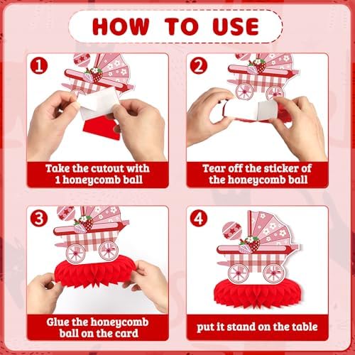 9 PCS Strawberry Baby Shower Party Decorations - Image 2