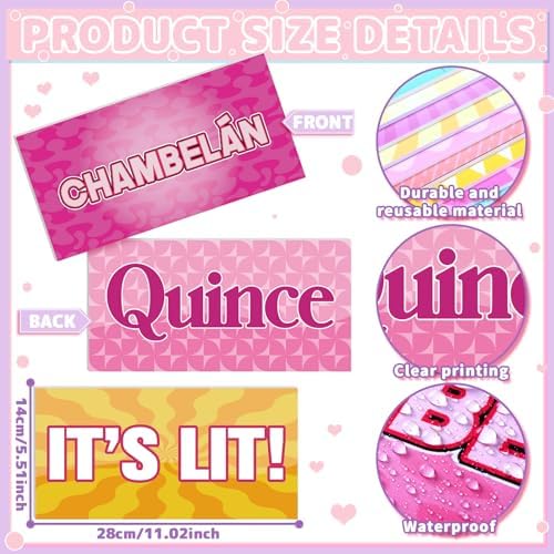 Beeveer 24 Spanish Quinceanera Photo Booth Props, Double Sided PVC Signs - Image 3