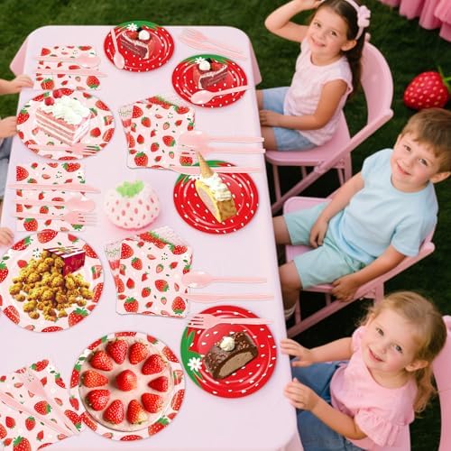 Strawberry Birthday Party Supplies Kit, Disposable Tableware, Serves 25 - Image 4