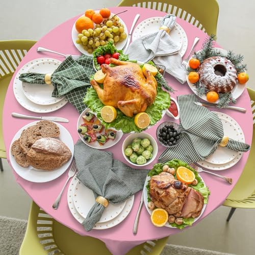 16 Pack Light Pink Plastic Tablecloth for Round Tables, Premium Decorative Pink Disposable Table Cloths for Parties, Bulk Round Party Table Cover for Birthday Wedding Anniversary Graduation, 84 Inch - Image 5