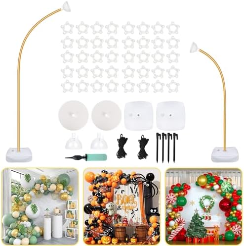 AerWo Balloon Arch Kit 9.35FT & 6FT, Free Bending Half Balloon Arch Stand with Base, Floor Gold Balloon Arch Frame Backdrop for Wedding Birthday Party Baby Shower Yard Lawn Home Christmas Decorations by AerWo