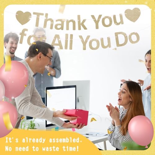 Thank You Banner Appreciation for Employee Appreciation Decorations Teacher Thanks Volunteer Events Office School Organization Thank You Parties (Champagne Gold) - Image 6