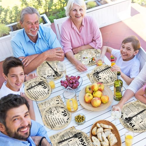 CHUNNIN 96Pcs 70th Birthday Plates and Napkins Back in 1956 Party Decorations Vintage 70 Year Old Party Dessert Plates 1956 Birthday Tableware for 24 Guests 70th Theme Men Woman Bday Parties Supplies - Image 6
