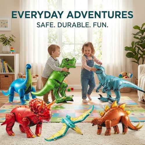 Inflatable Birthday Dinosaur Party Decorations, 6-Pack Dino Toys for Kids - Image 4