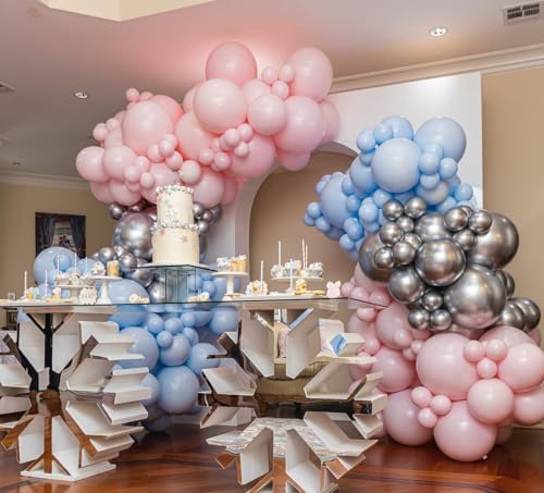 140Pcs Gender Reveal Balloon Garland Arch Kit - Pink and Blue Balloons Silver Latex Balloon for Boy or Girl Gender Reveal Decorations Birthday Party Baby Shower Celebration Anniversary (No Box) - Image 5