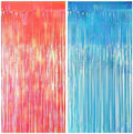 2 Pack Blue & Orange Party Decorations, 3.3 x 8.2 ft Fringe Backdrop by JustShimmer