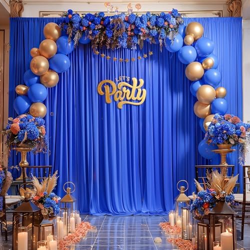 30x10ft Royal Blue Backdrop Curtain Panels for Parties - Wrinkle Free Polyester Photo Curtain Backdrop Wedding Back Drop Fabric Drapes for Party Decorations Background for Photography - Image 3