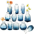 Bud Vases Set of 12, Gradient Blue Glass Vase Vintage Flower Vase for Decor Ribbed Small Bud Vases in Bulk Cute Wedding Birthday Party Centerpieces Table Decoration Home Decor by PHUNTTEK
