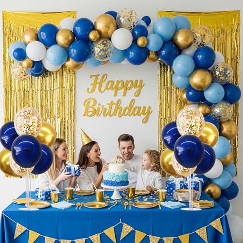 TONIFUL 4 Set Navy Blue Gold Balloons Stand Balloon Centerpieces for Table - Image 6