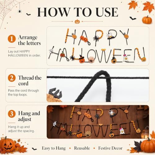 Norme 2pcs Halloween Banner Iron Craft Pumpkin Ghost 6.6 ft Halloween Decor - Image 3