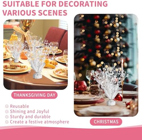 6 Pack Metallic Foil Spary Centerpieces for Tables, White Centerpieces for Tables Decorations, Star Brust Table Centerpieces for Birthday Graduation Wedding Baby Shower Party - Image 6