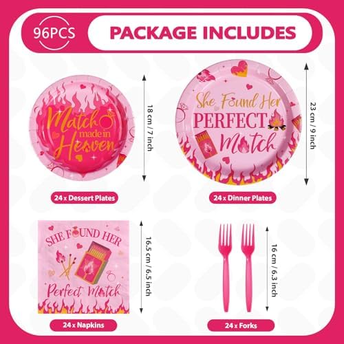 96Pcs Perfect Match Bachelorette Party Decorations for Bridal Serves 24 - Image 2