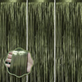 Voircoloria Dark Green Foil Fringe Backdrop Curtains, 3.3x8.2ft, 3 Pack by Voircoloria