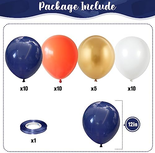 Isndare 35pc Navy Blue & Orange Balloons Set, Navy, Orange, White, Metallic Gold, Boys, Men, Space, Birthday, Wedding, Party Decorations - Image 2