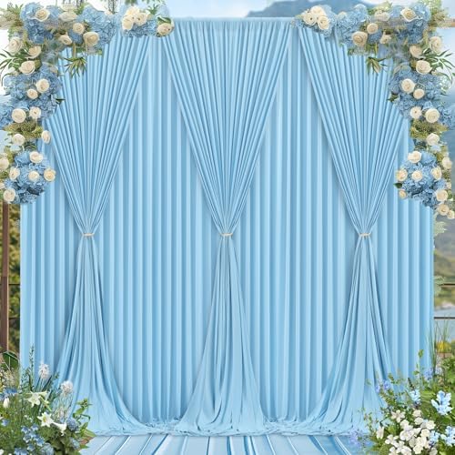30x10ft Blue Backdrop Curtain Panels for Parties - Wrinkle Free Polyester Photo Curtain Backdrop Wedding Back Drop Fabric Drapes for Party Decorations Background for Photography by WishCare
