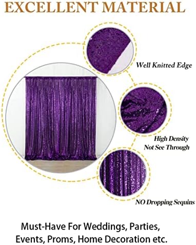 ShinyBeauty Sequin Backdrop 8ftx10ft Royal Purple Sequin Fabric Drapes Sparkle Backdrops for Photoshoot Glitter Curtain for Birthday Party Background - Image 4
