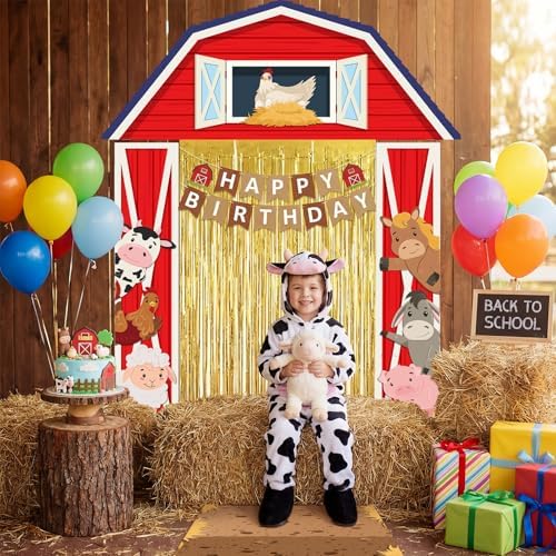 VitalCozy 7 Pcs Farm Theme Party Decorations Awning Banner Rug Backdrop - Image 5