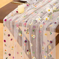 Flower Table Runner Fall Daisy Floral Tulle Cheesecloth Wedding Decor by Socomi