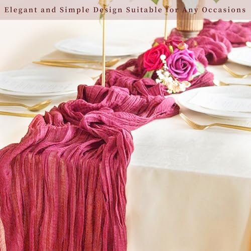 Hot Pink 20 Pack Cheesecloth Table Runner 10FT Boho Fabric Rustic Cheese Cloth Table Runner for Wedding 20 x 120 Inch Long Bridal Shower Baby Shower Gauze Sheer Birthday Party Table Decorations - Image 7