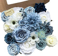 FACINOC Roses Artificial Flowers Blue Bouquet Box Set Fake Flower for DIY by FACINOC