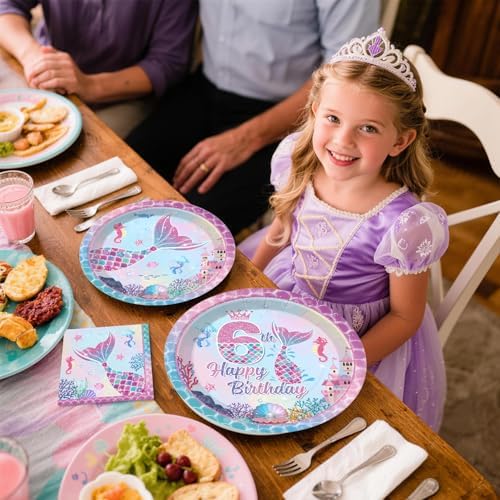Xynic Mermaid Birthday Decorations for 6th Birthday, Serves 25 - Image 5