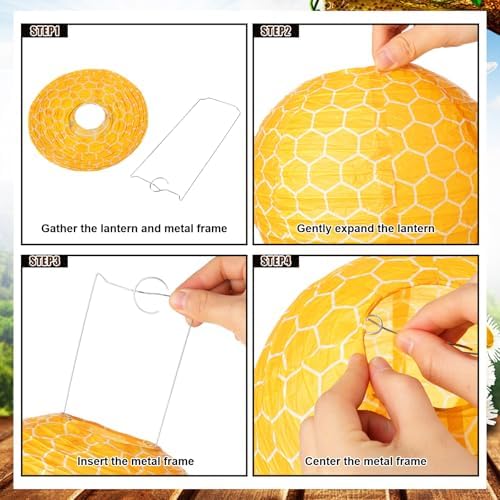 Panelee 12 Pcs Bee Party Decorations Paper Lanterns 8 Inch - Image 3