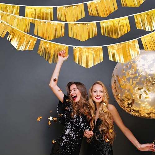 Gold Tassel Banner Double Sided Metallic Fabric Pennant Bunting Flag Garland for Graduation Birthday Anniversary Bachelorette Engagement Wedding Bridal Shower Baptism Hen Party Decorations Supplies - Image 4