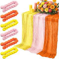 6 Pcs Fall Orange Yellow Pink Cheesecloth Table Runner 118" Gauze by Windkream