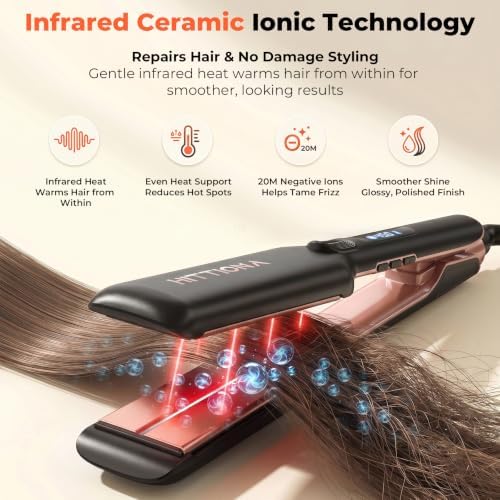 1.75" Wide Ceramic Hair Straightener for Women,Infrared Ionic Flat Iron - Image 4