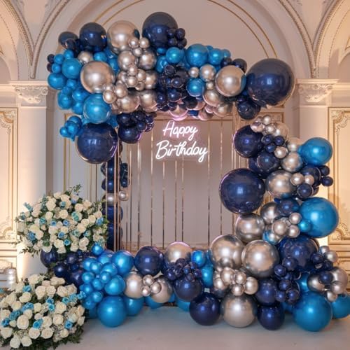 Blue Silver Balloons for Boys Baby Shower Gender Reveal Mens Birthday Party - Image 6