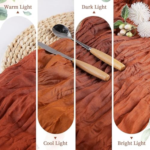 6 Pack Fall Table Runner Terracotta Cheesecloth 35×120 Inch Boho Home Decor - Image 3