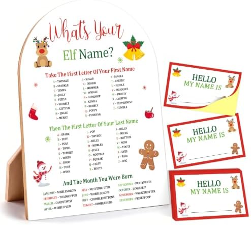 Christmas What's Your Elf Name Game, Winter Holiday Party Decor Sign by Unknown