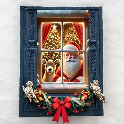 BlissYard Santa Claus Reindeer Christmas Window Banner 31x47 - Image 4